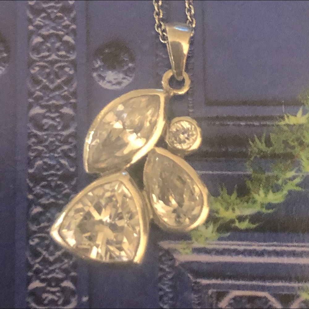 -Silpada Sterling Silver Cubic Zirconia Necklace. - Picture 2 of 6